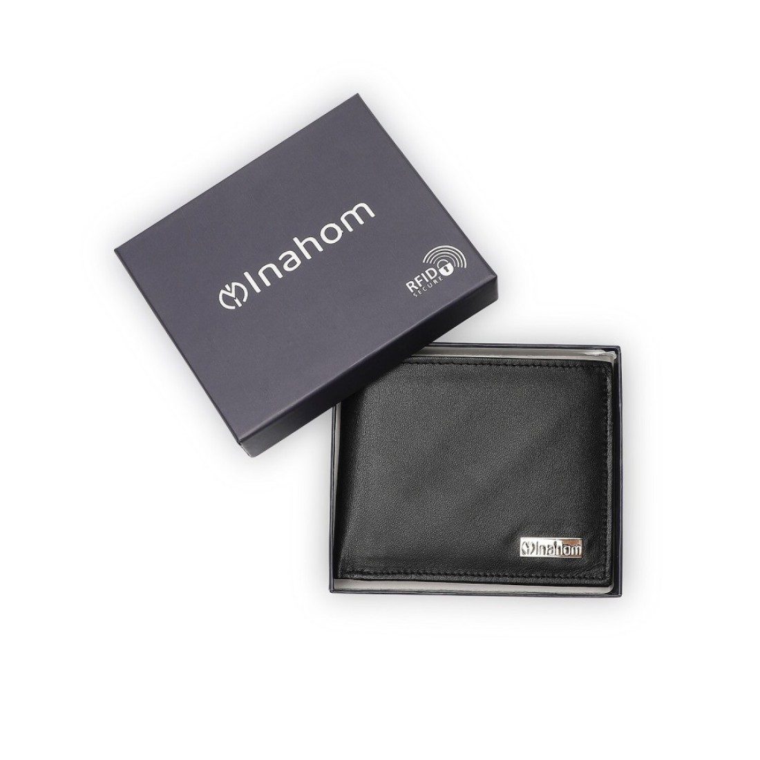 Inahom Bi-Fold Organised Wallet Flat Nappa Genuine and Smooth Leather Upper IM2021XDA0003-001-Black