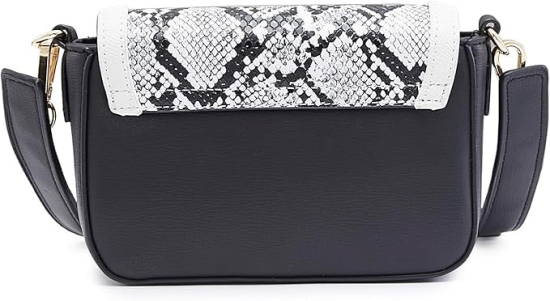 ELLIS SNAKESKIN PRINT BLACK FAUX LEATHER SMALL SLING