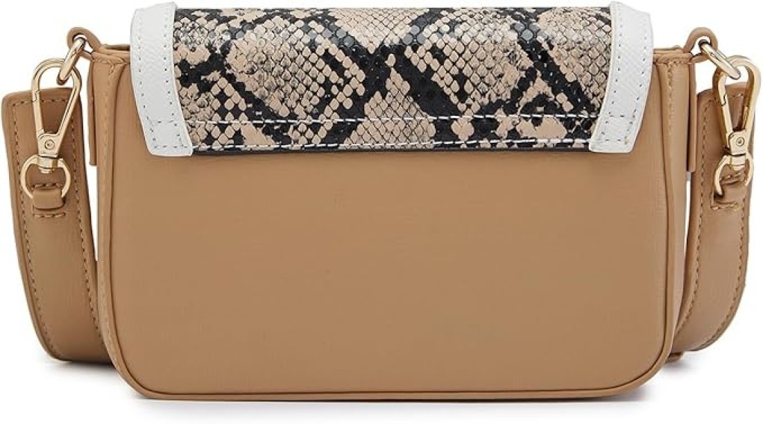 ELLIS SNAKESKIN PRINT FAWN FAUX LEATHER SMALL SLING
