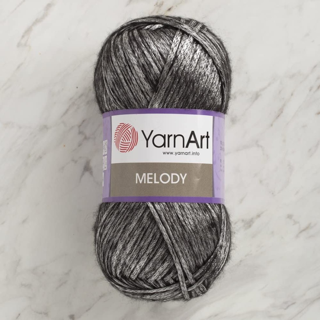 1 Ball YarnArt Melody Chainette Yarn Shiny Metallic Sheen Yarn for Knitting Crochet Embroidery 100 Grams 35 oz 230 Meters 251 Yards 70 Polyamide 21 Acrylic 9 Wool Blend Silver 887