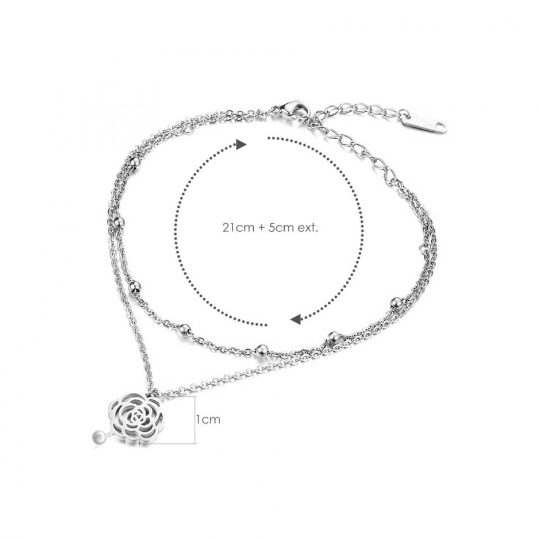 Aiwanto Flower Anklet Silver Ankle Chain Gift for Women's Anklet Office Party Anklet Bracelet