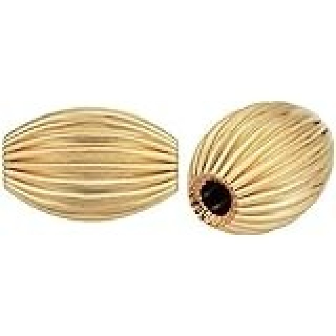 50pcs Beautiful Melon Spacer 10mm x 6mm Corrugated Oval Rice Shape Metal Loose Beads Gold Plated Brass for Jewelry Craft Making CF1282