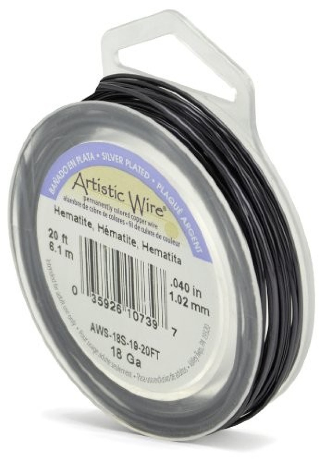 Artistic Wire 10 mm Silver Plated Tarnish Resistant Colored Copper Craft Wire 18 Gauge 20 ft Hematite
