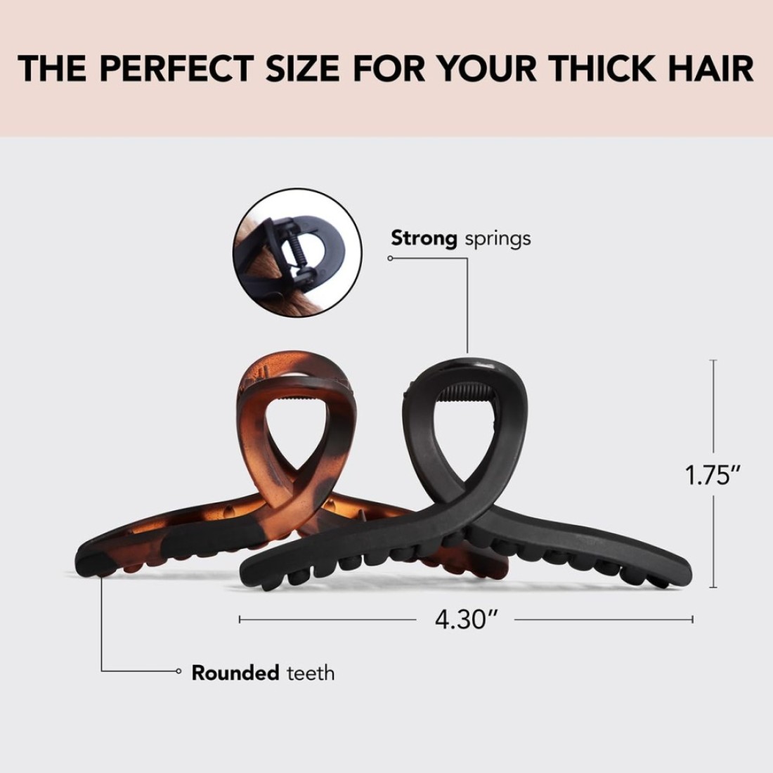 KitschLarge Hair Clips for Women Jumbo Loop Hair Claw Clips for Thick Hair Big Hair Clip Claw Clip for Teen Girls Stylish Banana Clip Hair Styling Accessories 2pc TortoiseBlack