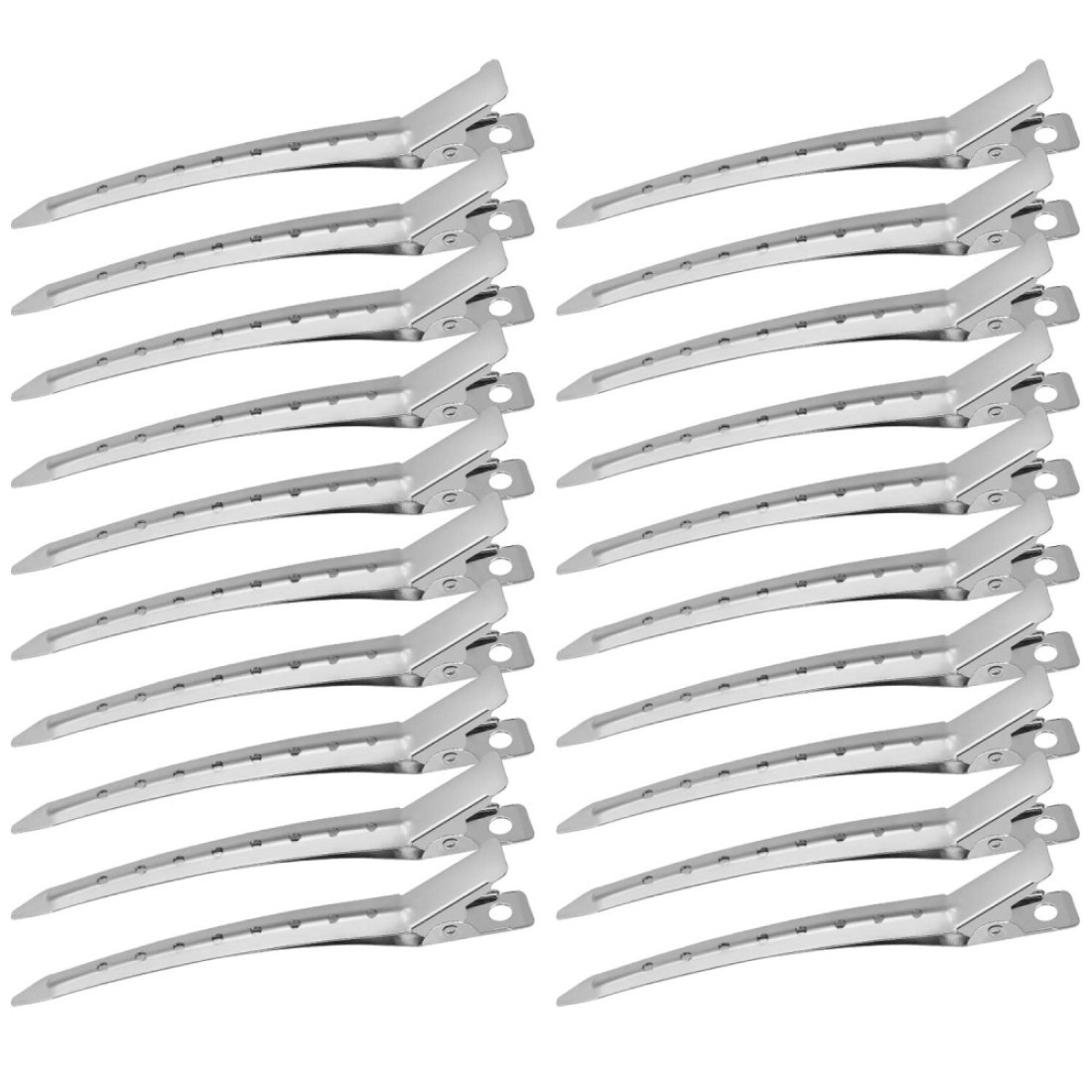 Korintin Hair Styling and Sectioning Clips Metal Duck Bill Clips Alligator Roller Clips for Long Thick Hair Salon Clips 24 Pack Silver