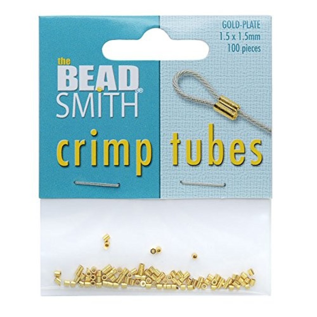 The Beadsmith Tube Crimp Beads 15 x 15mm 100 pieces Gold Color Uniform Cylindrical Shape No Sharp Edges Designed to Secure the Ends of Jewelry Stringing Wires and Cables