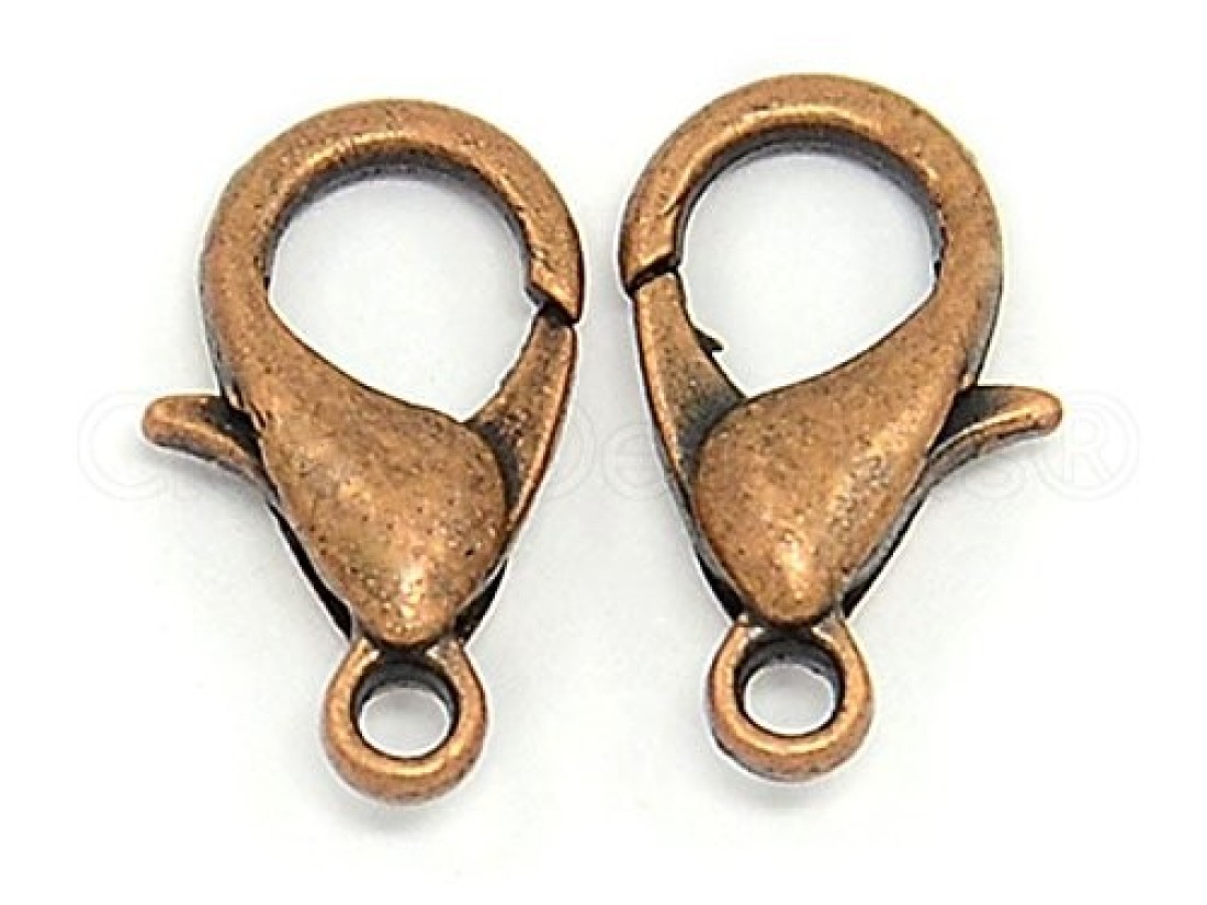 100 Pack CleverDelights Lobster Clasps 12x6mm Antique Copper Color