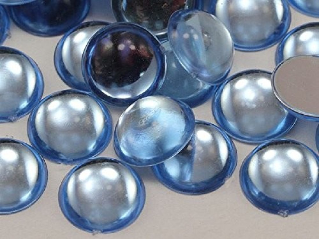 9mm Blue Sapphire Lite H118 Flat Back Acrylic Round Cabochon Pro Grade 75 Pieces