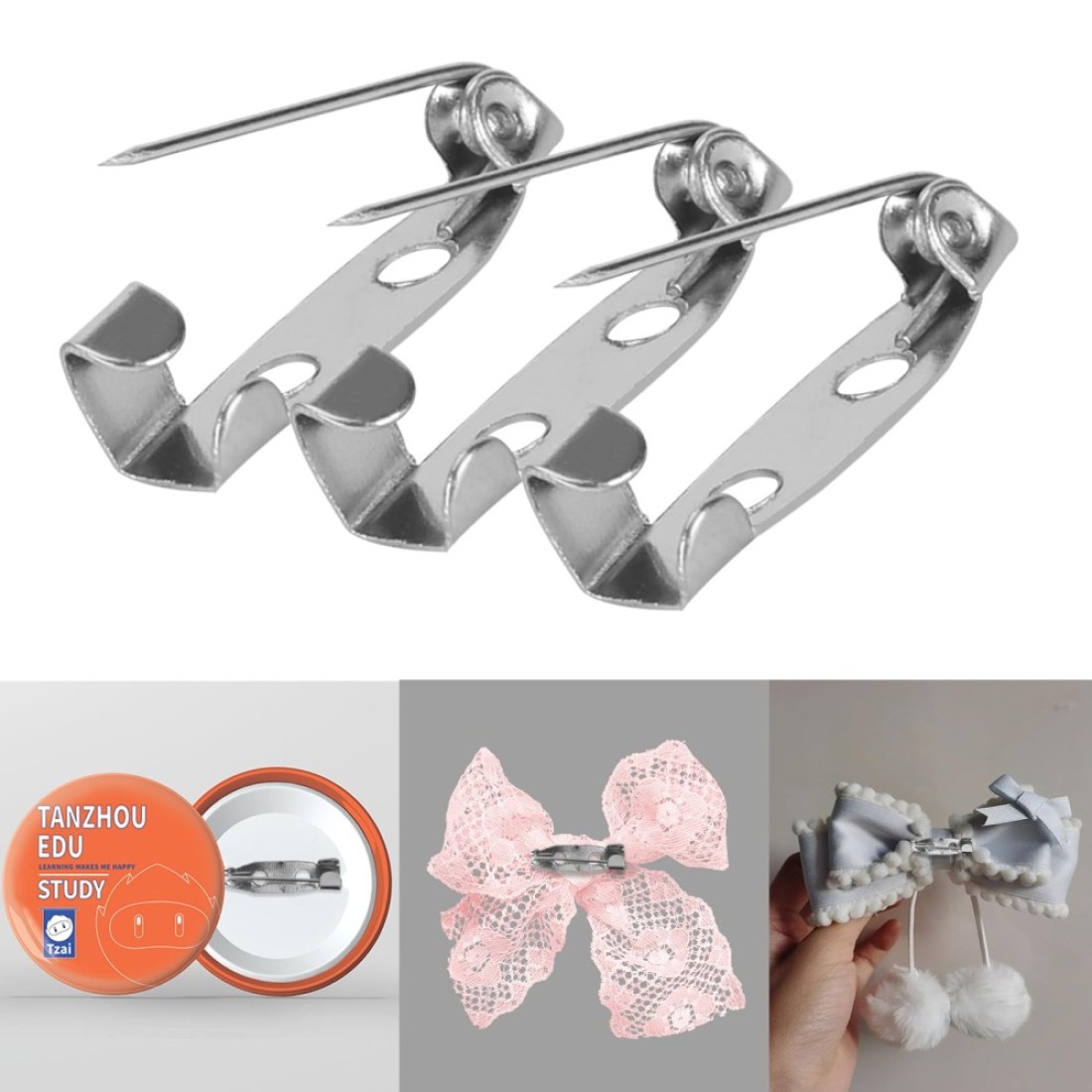 100pcs Brooch Badge Make Latch Findings DIY Tool Back Safety Catch Bar Pin 20 Mm