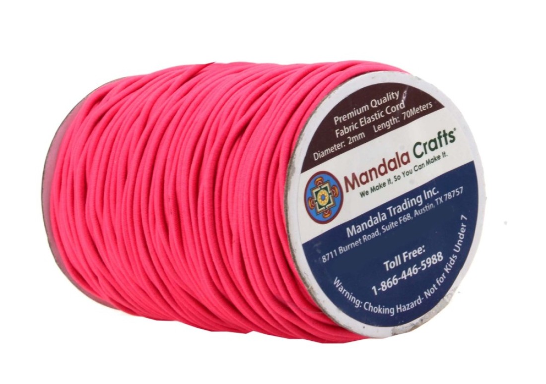 Mandala Crafts 2mm Elastic Cord for Bracelets Necklaces 76 Yds Hot Pink Elastic String Stretchy Cord for Jewelry Making Beading Round Stretch String for Sewing Crafting