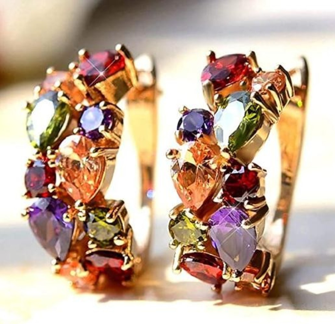 Aiwanto Necklace Set Earring Necklace Ring Set for Women's Colorful Zircon Necklace Earrings set Necklace Earring Set Gift for Wife Girlfriend