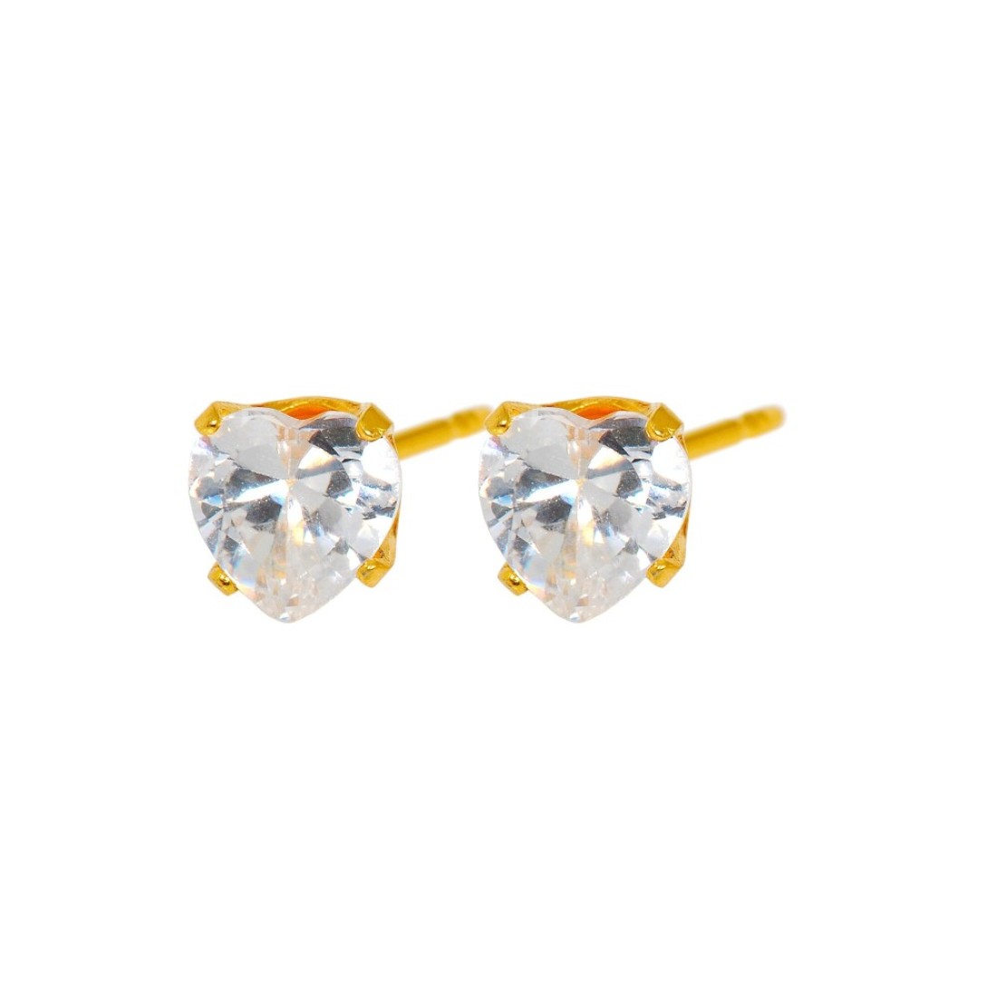 Caflon Fashion Sense Gold Plated Cubic Zirconia Heart Earring, 5 mm