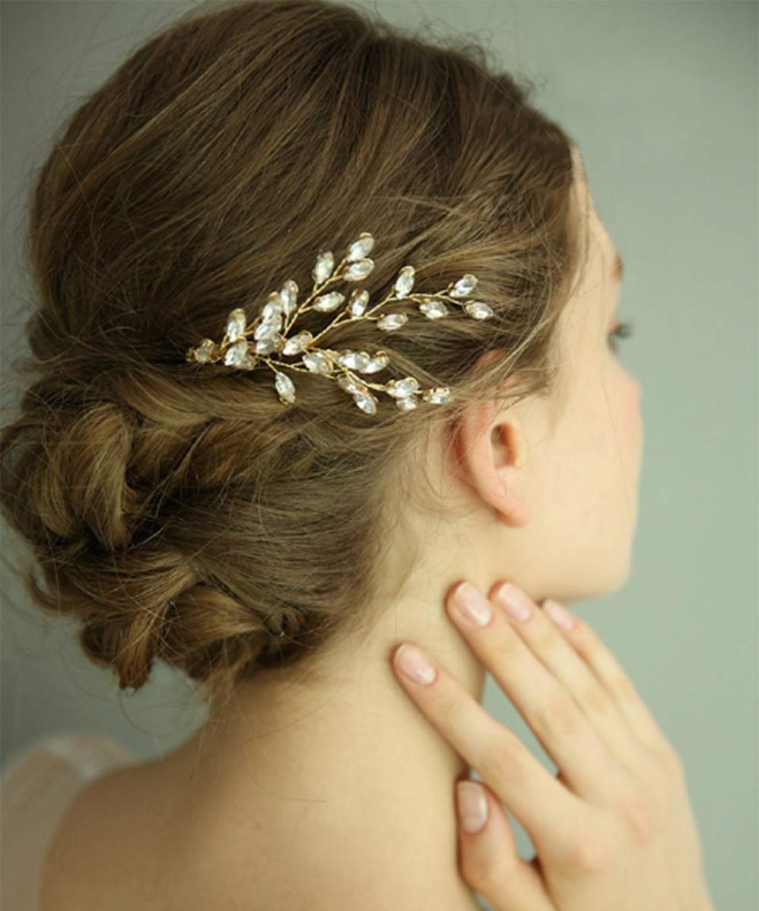 fxmimior Wedding Comb Crystal Leaf Hair Comb Bridal Headpiece for Women Silver 10 cm 65 cm 1 Count