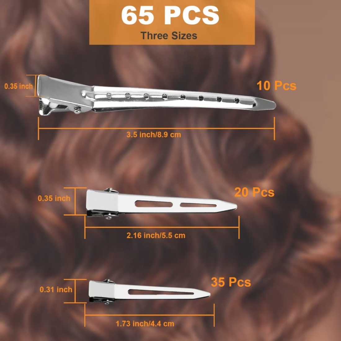 65Pcs Duck Billed Hair Clips for Styling Sectioning Metal Silver Alligator Clips for Women 3 Sizes for Roller Pin Curl Loc Clips for Retwist Salon Barber Bows DIY