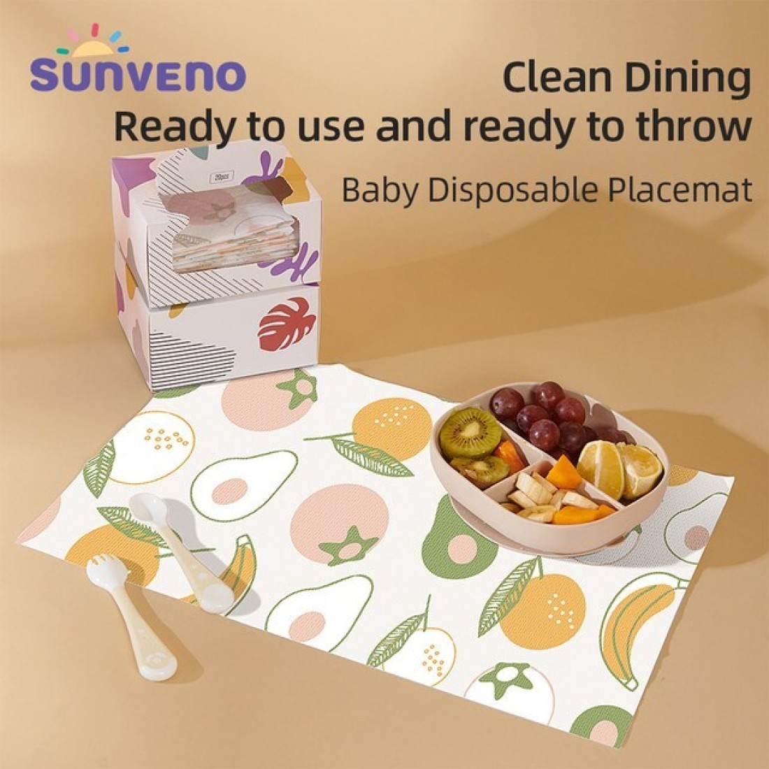 Sunveno لتغذية الأطفال، مفارش ملابس متعددة الأغراض للسفر يمكن التخلص منها، 20 قطعة/الحزمة