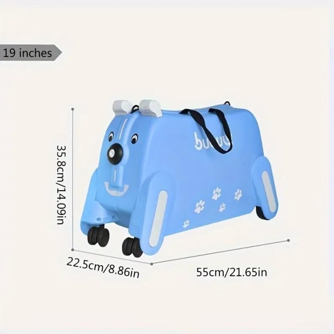 Children&#39;s Ride-On Suitcase with Wheels - Cute Cartoon Rolling Luggage for Kids, Travel &amp; Outdoor Fun(Blue)