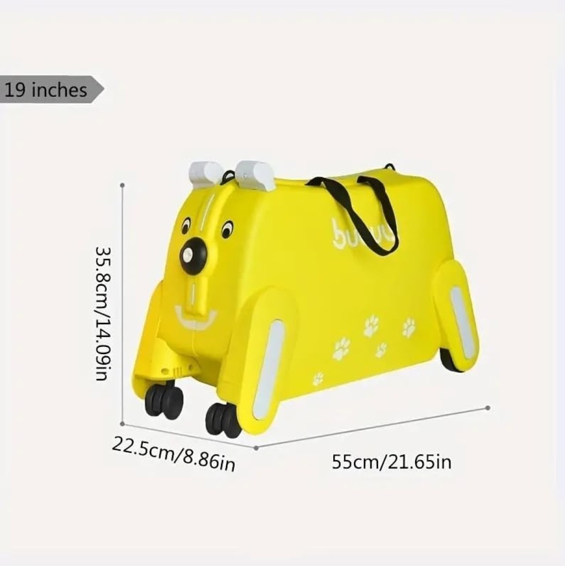 Children&#39;s Ride-On Suitcase with Wheels - Cute Cartoon Rolling Luggage for Kids, Travel &amp; Outdoor Fun(Yellow)