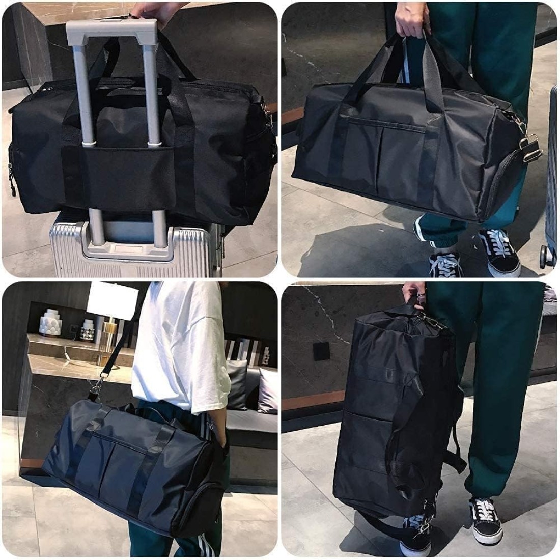 MahMir Gym Bag with Shoes and Waterproof Pocket (Green)