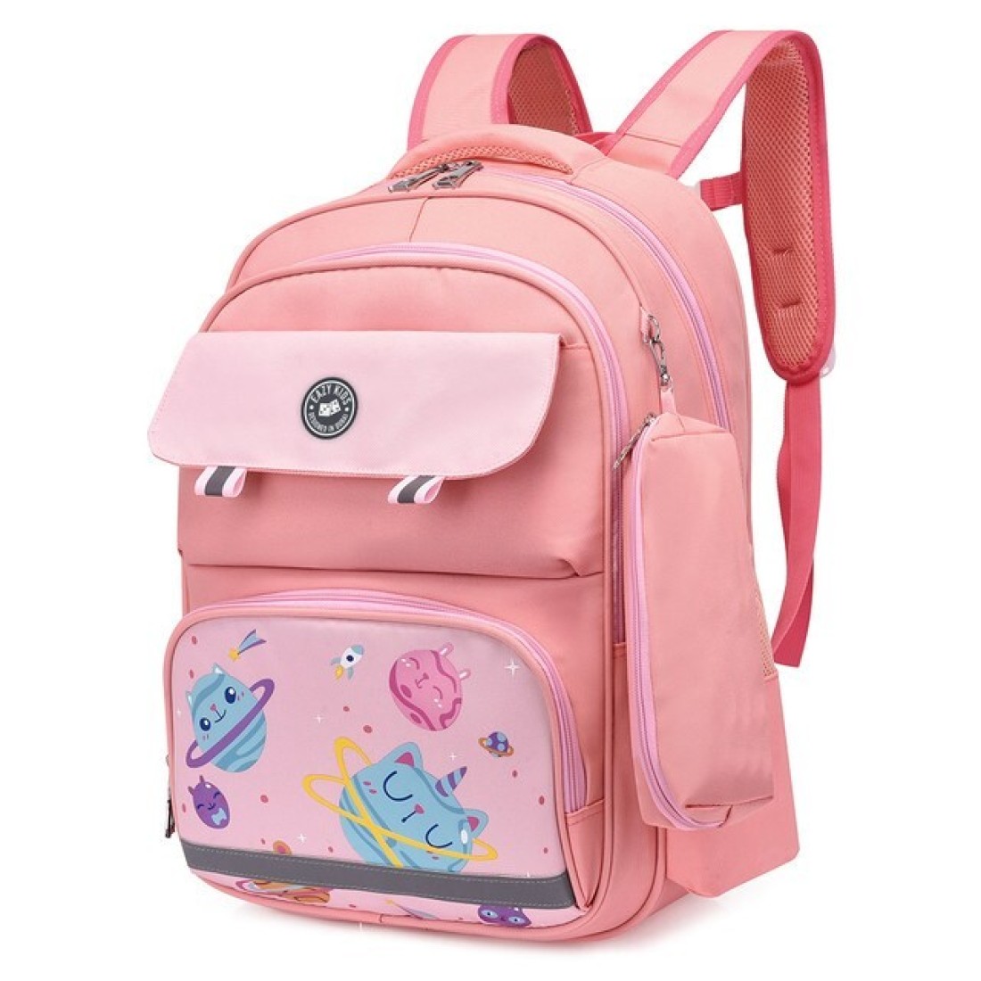 Eazy Kids Unicorn Planet School Bag w/t Pencil Case-Pink