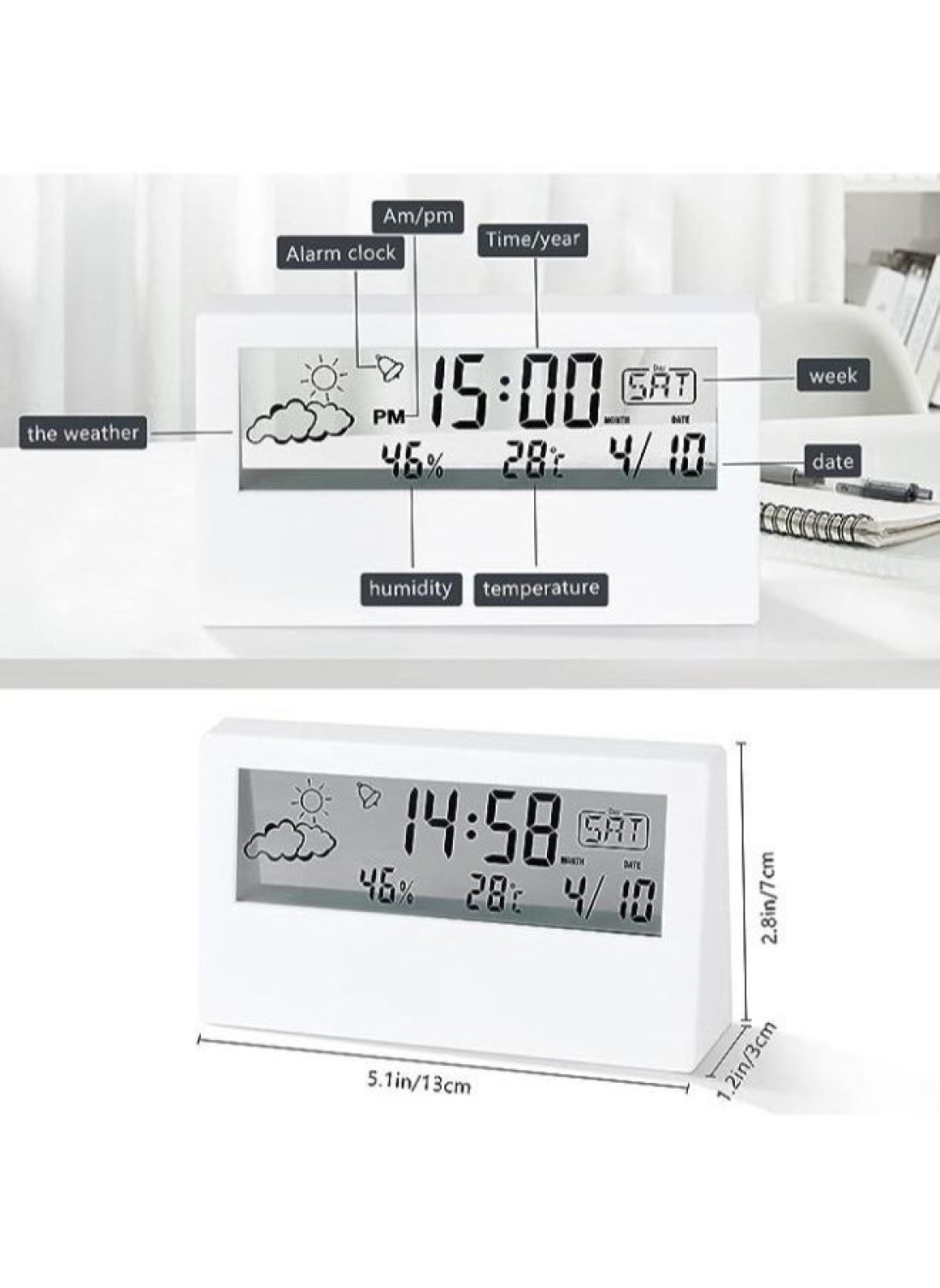 Generic Digital Alarm Clock With Time Date Temperature Display Easy Snooze Function Backup Batteries Sleep Timer Display LED Alarm Clock For Bedroom
