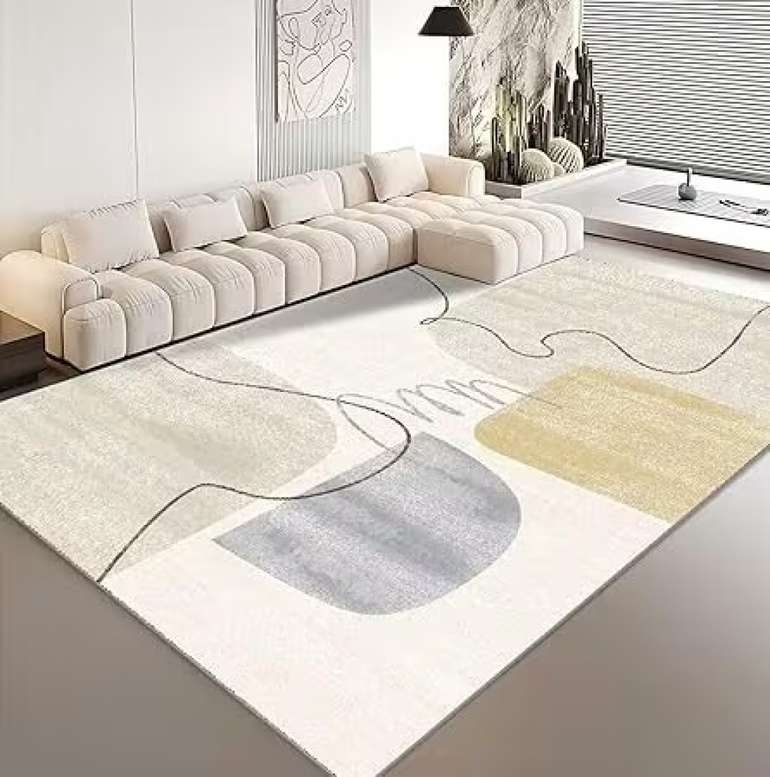 Vital Area Rugs Soft Modern Rug Carpet Geometric Stripe Rug Non Slip Modern Carpet, Abstract Printed Floor Rugs for Home Decorative, Soft &amp; Non-Slip &amp; Washable Indoor Mat (K-318, 160 x 230 cm)