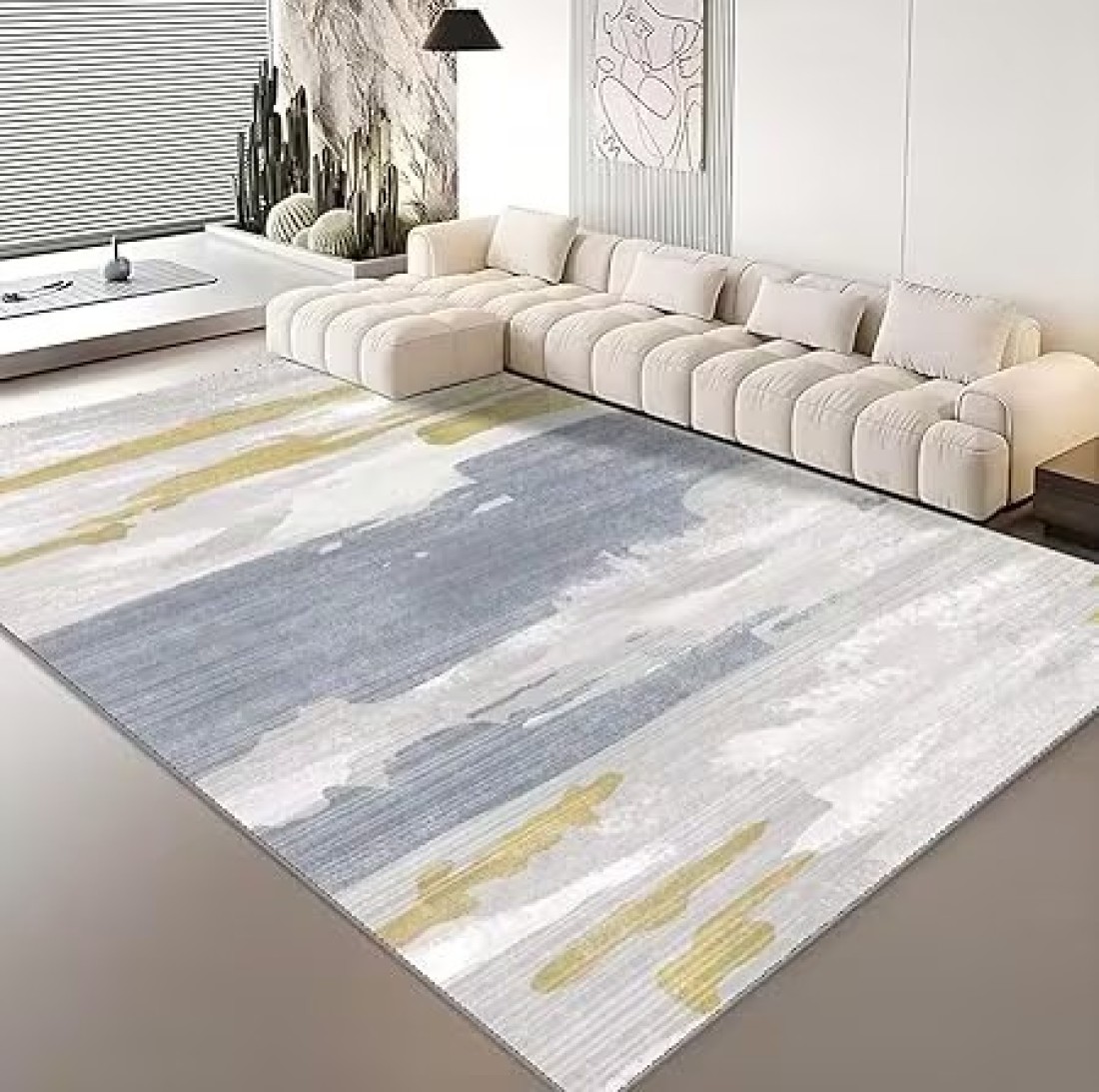 Vital Area Rugs Soft Modern Rug Carpet Geometric Stripe Rug Non Slip Modern Carpet, Abstract Printed Floor Rugs for Home Decorative, Soft &amp; Non-Slip &amp; Washable Indoor Mat (K-241, 160 x 230 cm)