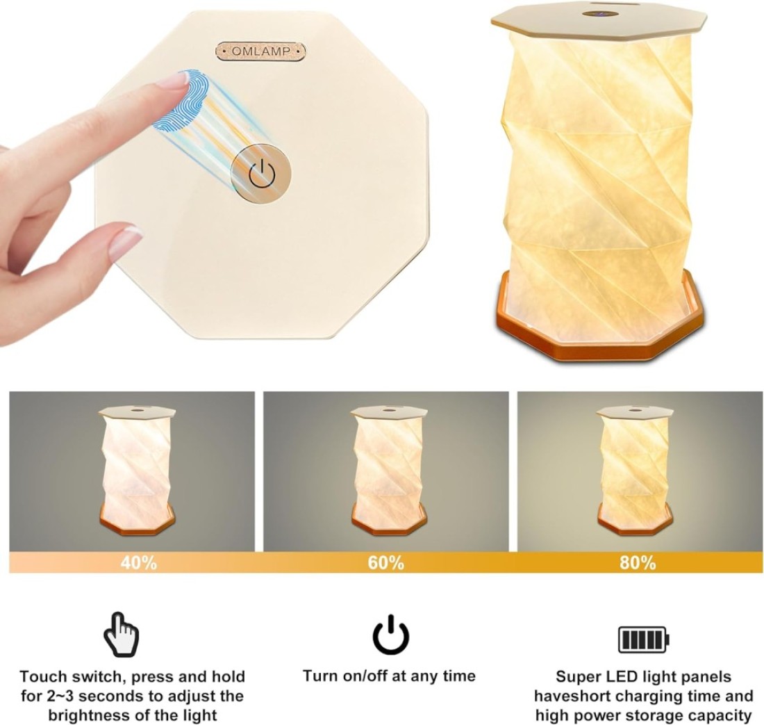 Folding Book Lamp,Upgraded Version Portable Rotating Desk Light,Novelty LED Paper Lantern