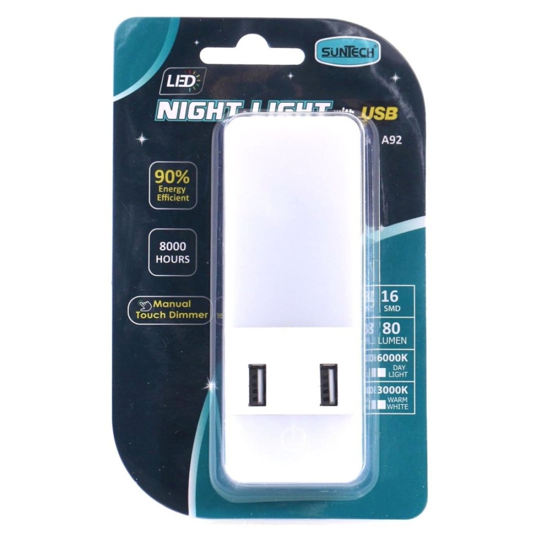 Suntech LED Night Light With USB Ports A92 White