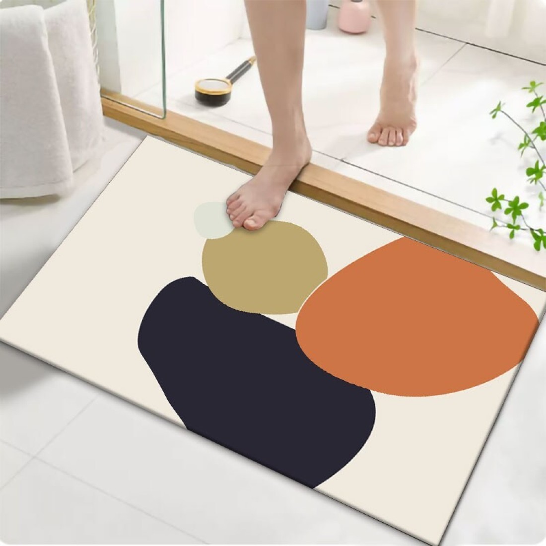 Diatom Mud Anti Slip Bathroom Mat With Printed Design Stylish &amp; Super Absorbent With Soft Material (50X80)