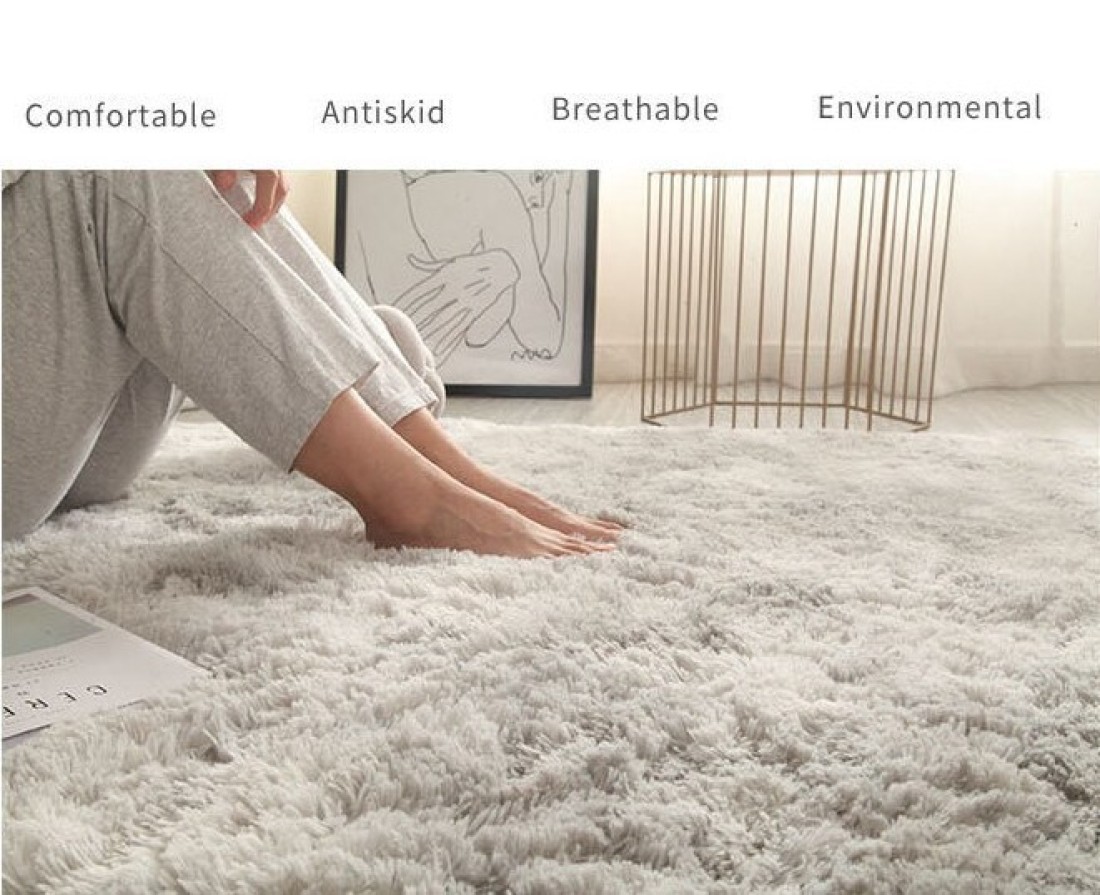 Mei Homecenter Modern Wool Fluffy Floor Mat Carpet with Anti slip High Pile Bottom with Upgraded Foam (Size 120&times;160CM)
