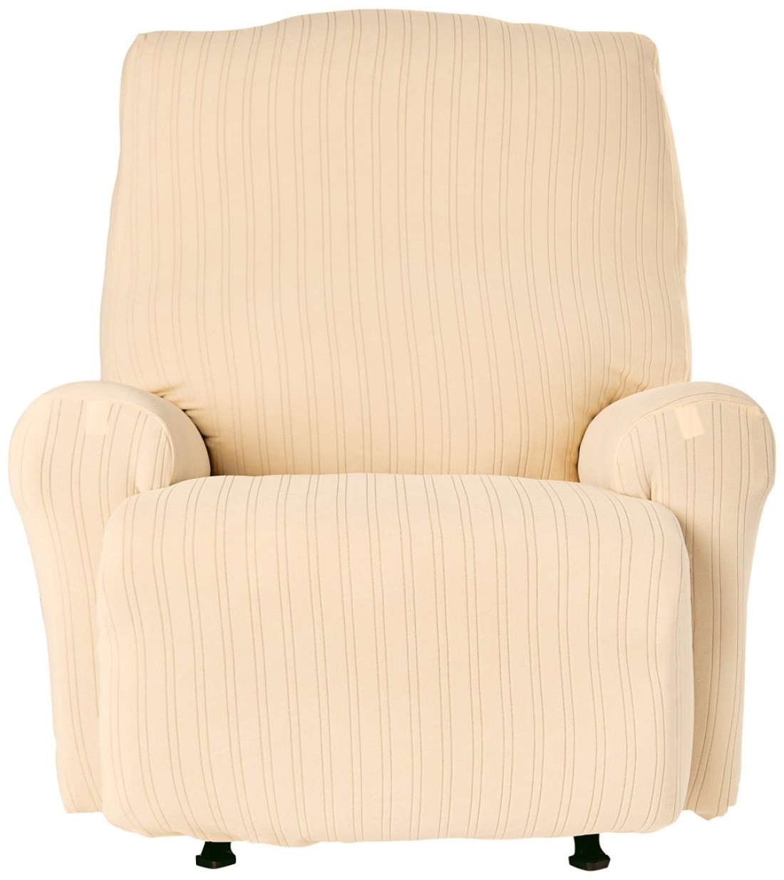 SureFit SF39058 Stretch Pinstripe Recliner Slipcover One Piece Form Fit 94 Polyester 6 Spandex Machine Washable Cream