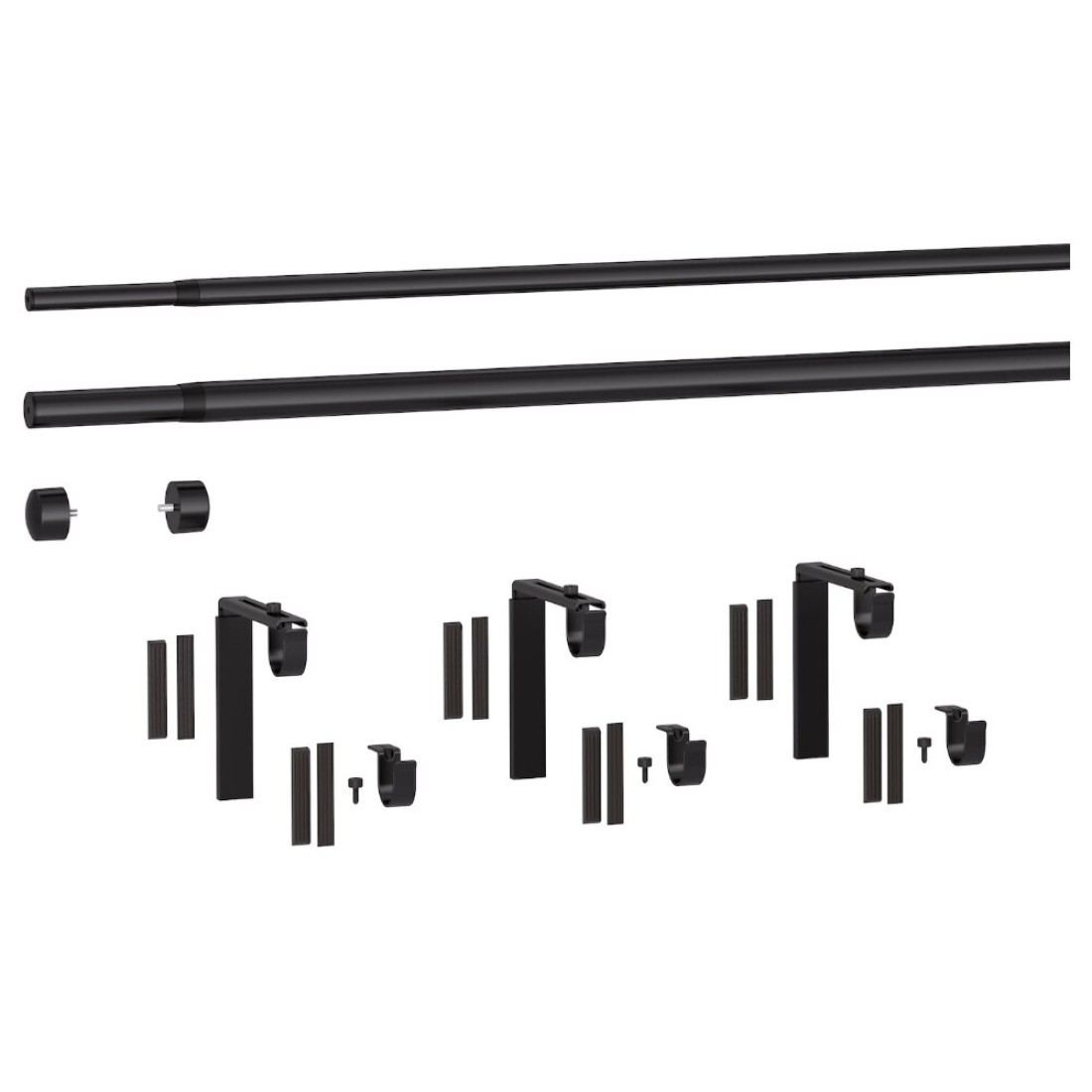 Double Curtain Rod Combination Black 210-385cm