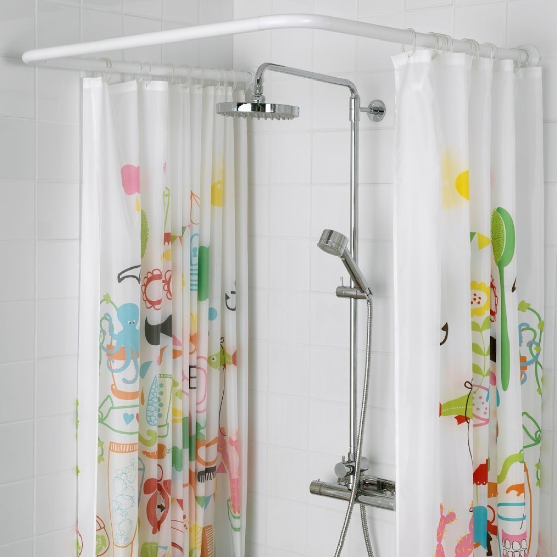 Shower Curtain Rod Shower Curtain Rod Can Be Installed In A U Shape White