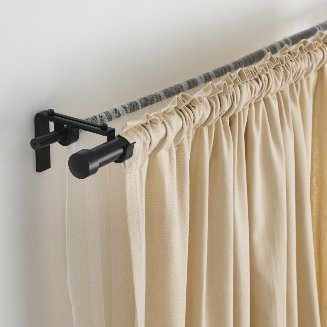 Curtain Rod Black 210-385cm