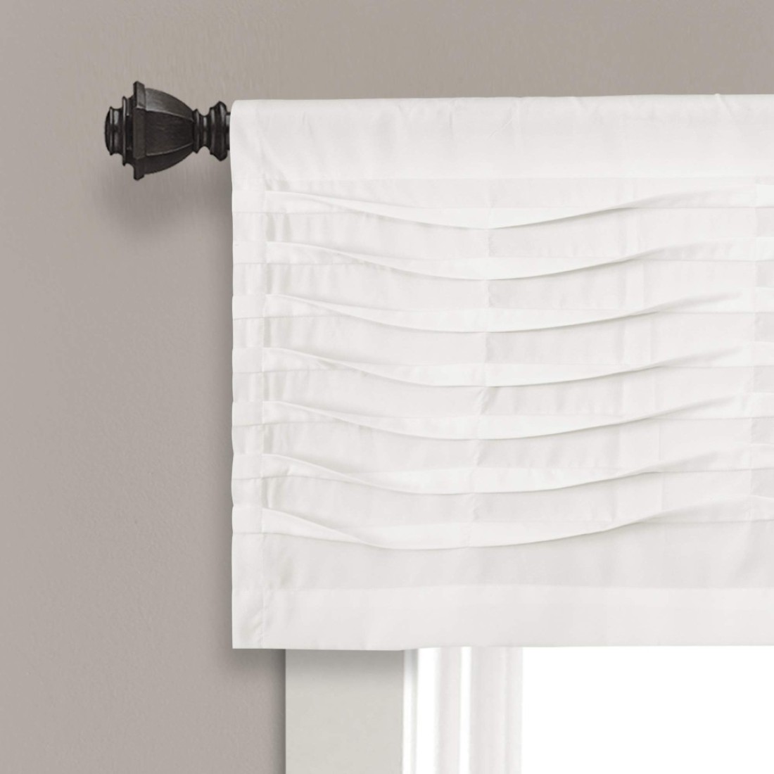Lush Decor18 x 52 White Wave Texture Valance Pleated Ruffle Fold Window Kitchen Curtain Single