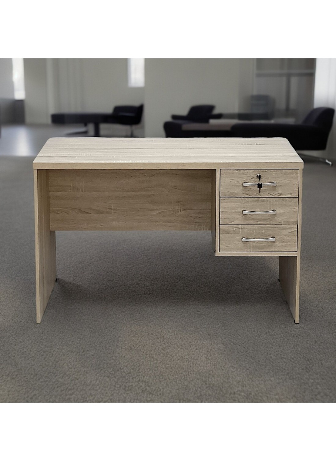 Galaxy Design Wooden Writing Table with Three Drawers, Office Table with Lockable Top Drawer, Computer Desk for Study and Work, Ideal Laptop Table for Home and Office