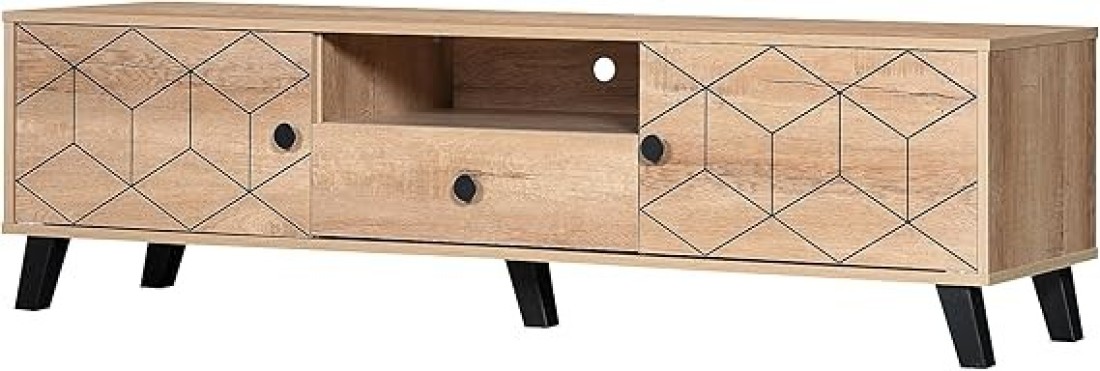 Galaxy Design Modern Multifunctional TV Table Stand GDF-TV113-150CM Storage Unit with 1 Drawers and Tow Doors Storage Shelves