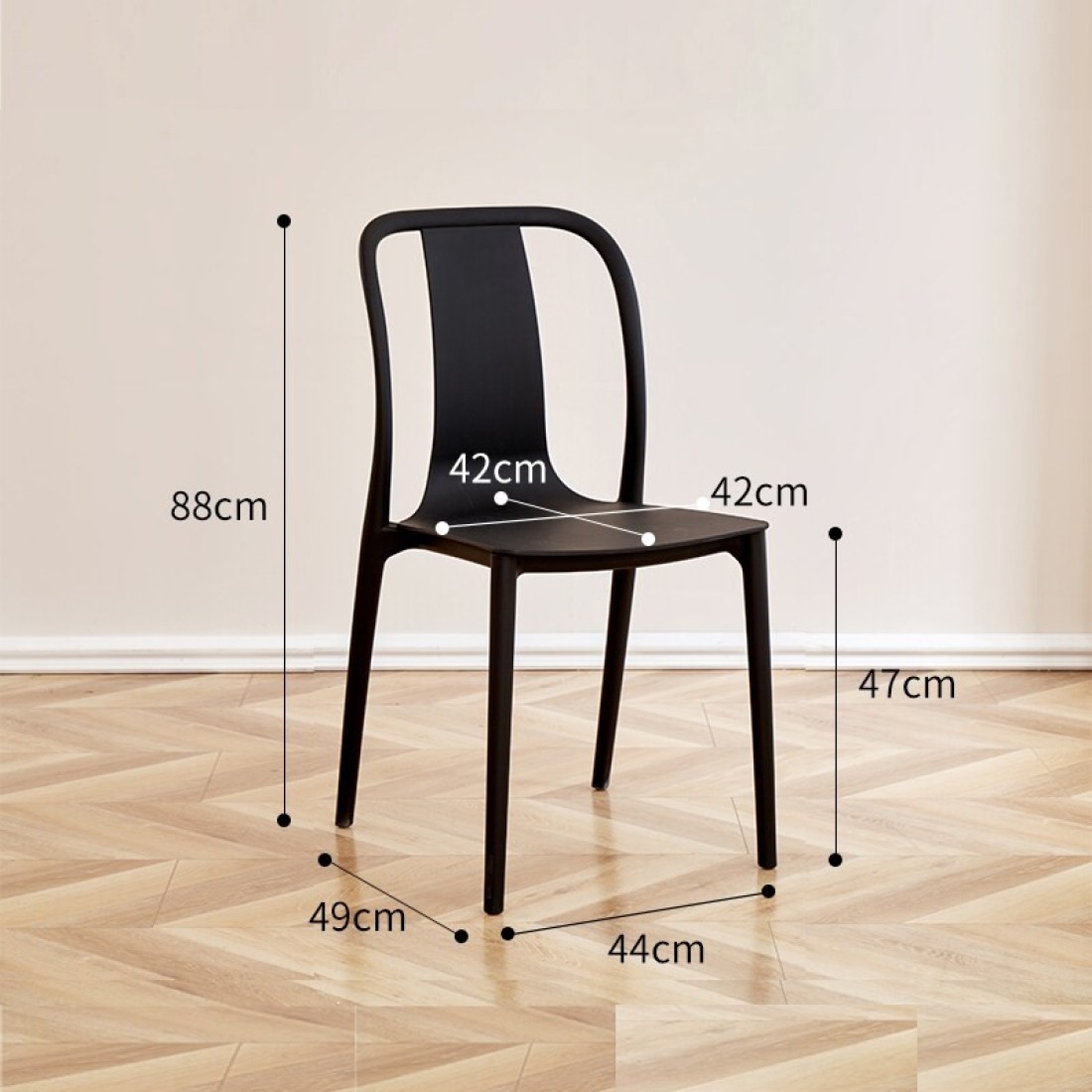 Jeffcoco Furniture Restaurant Dining Chair Outdoor Indoor Plastic Chair,Stackable Dining Chair,1pcs Black