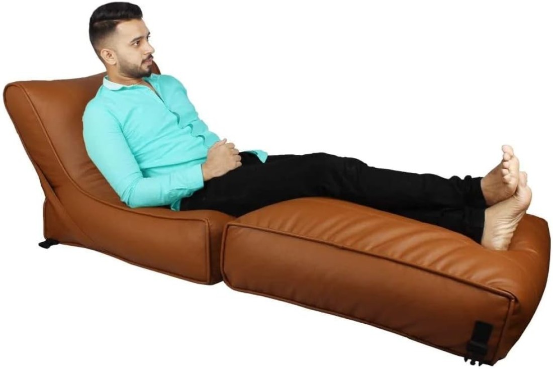 Vital Bean Bag Bed Chair Sofa Bed Leather Wallow Filp - Out Lounger Relaxing Bed Chair Relaxer Ideal For Hostels Hotel Hospitals (Orche Brown)