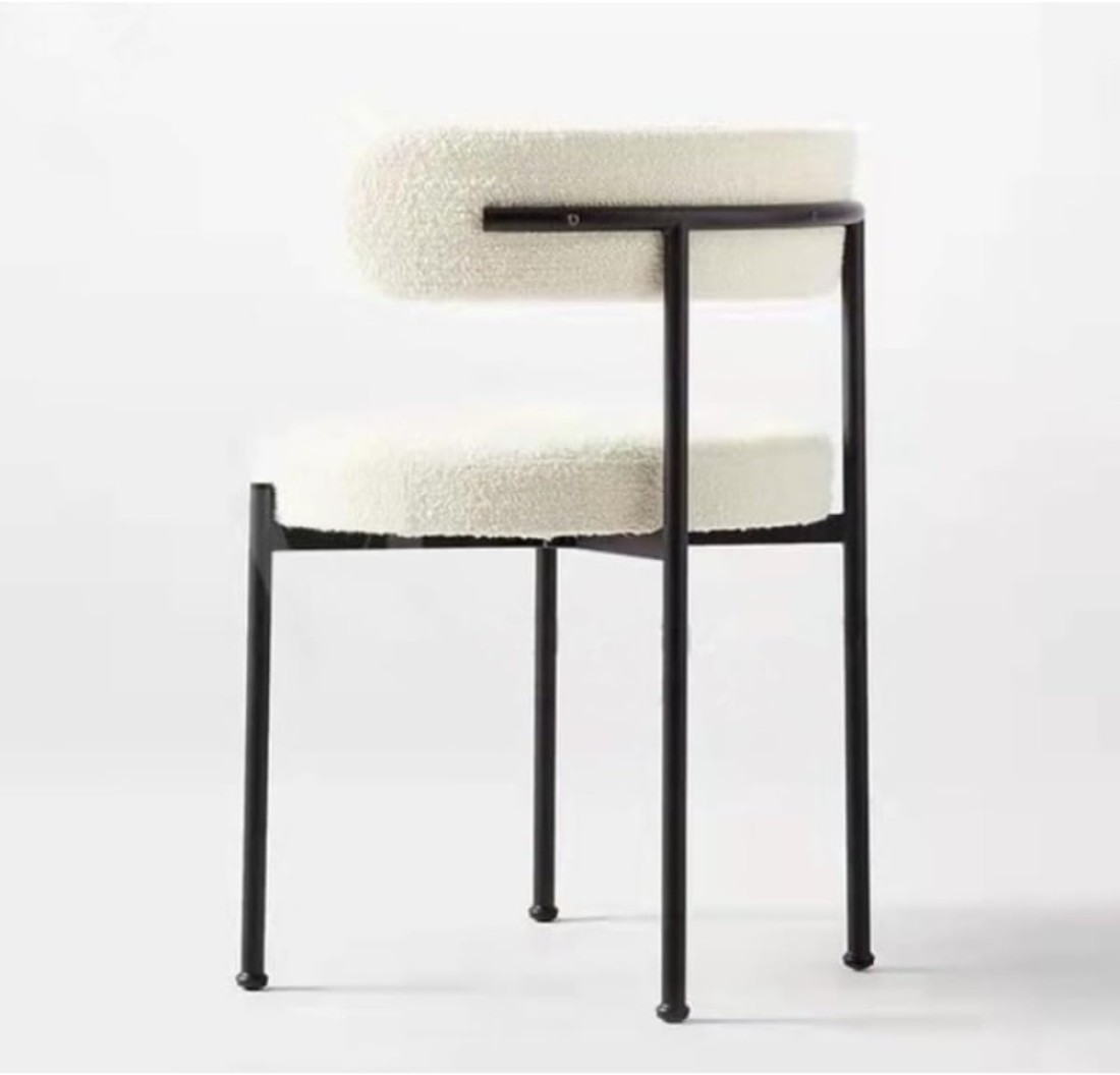 Jeffcoco Furniture Luxurious Modern Dining Chairs - Stainless Steel Leg, Lamb Wool Single Lounge Chair for Hotel, Restaurant, and Office - High-End Living Room Seating (White)