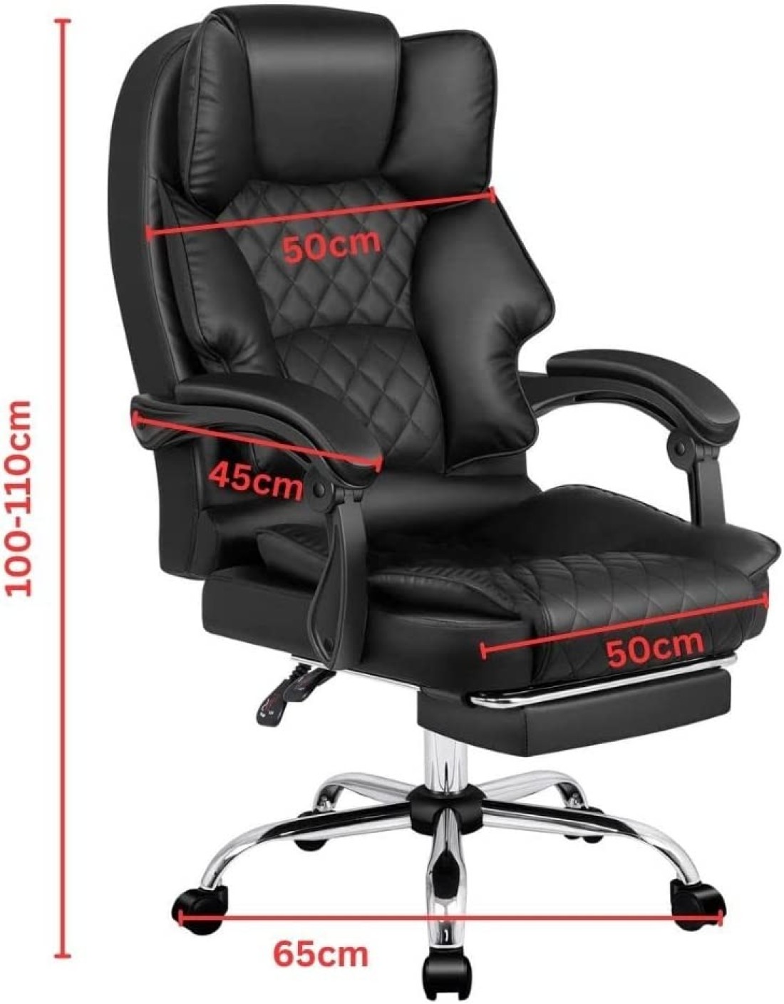 Karnak Executive Office Gaming Chair PU Leather 360 Swivel, Diamond Pattern Stitching High Back With Tilt Lock Mechanism, Soft Foam &amp; Well Padded Backrest With Lumbar Support, Black