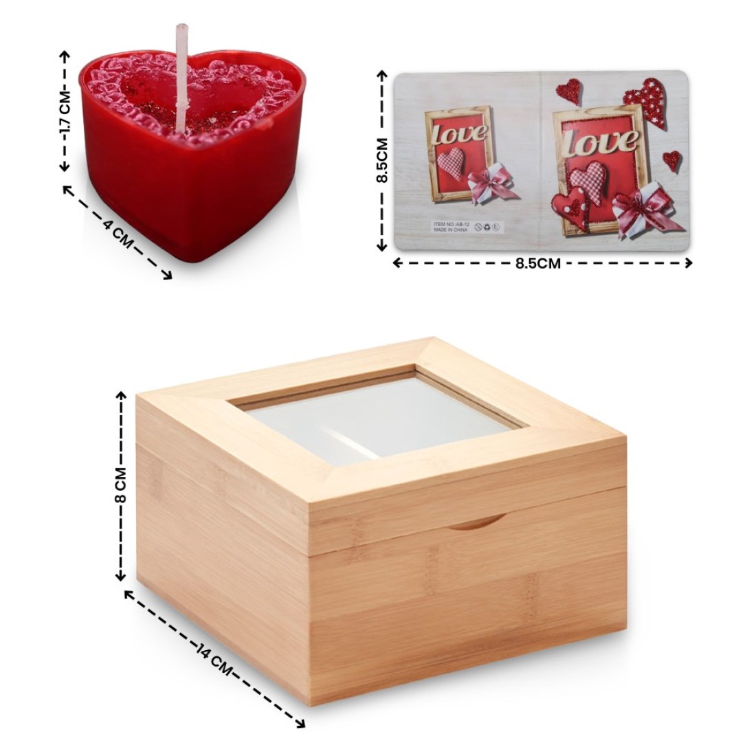 Jinou Valentine&#39;s day gift &ndash; Heart Shape Candles Encased in Premium Quality Bamboo box &ndash; Gift for Wife, Husband, Boyfriend and Girlfriend