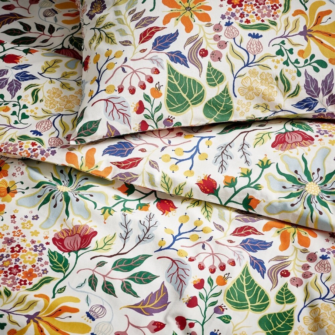 Duvet Cover And 2 Pillowcases Multicolour/Floral Pattern 240X220/50X80cm