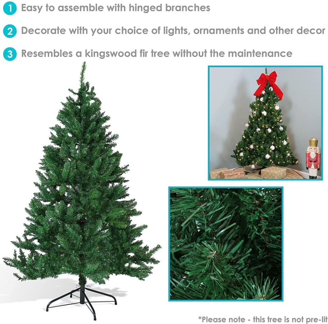 Lavish 180 Cm Artificial Christmas Tree Xmas Pine Tree With Solid Metal Legs Perfect For Indoor And Outdoor Holiday Decoration, Green
