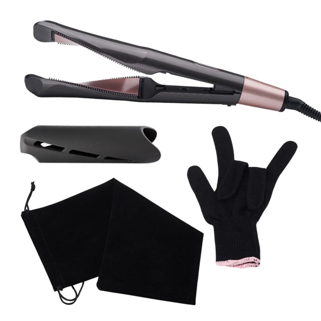 Generic-Professional Iron Flat Hair Straightener LCD Thermoregulation Ceramic Twisted Hair Curler 2 in 1 Curling Styling Tool