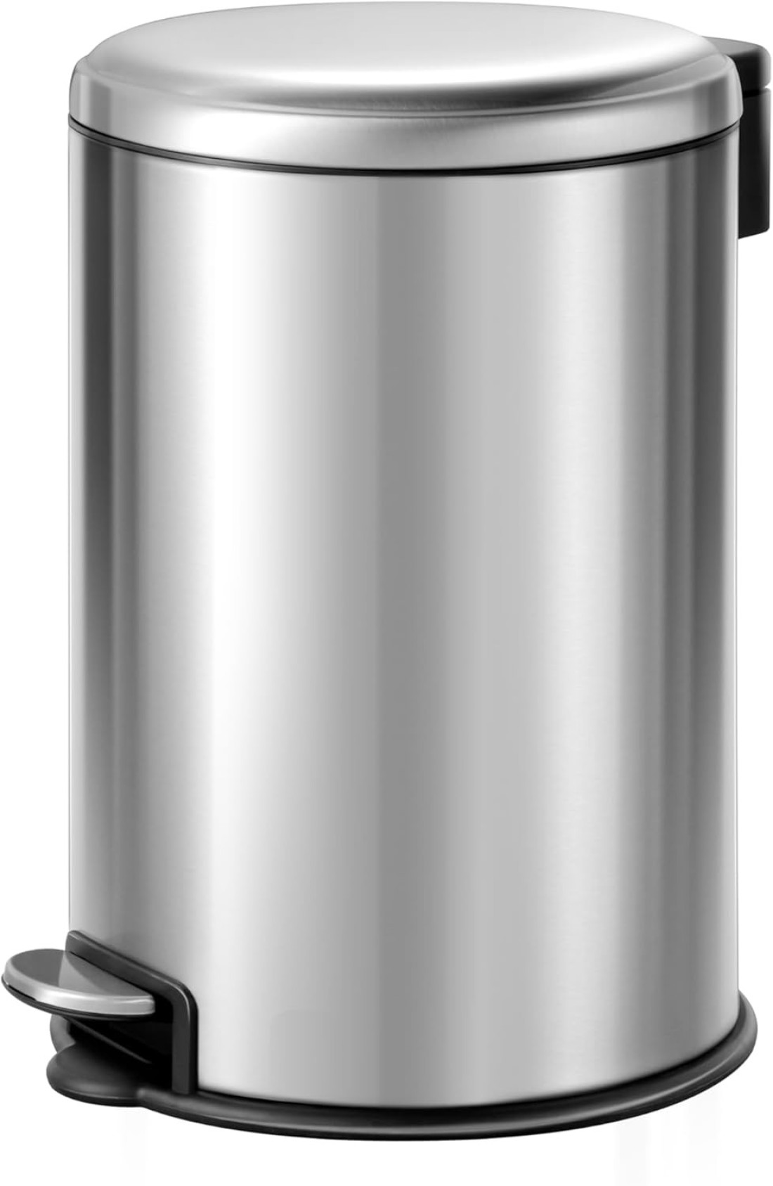 EKO 20L Pedal Bin Serene - Silver Large Capacity Step Round Bin with Soft-Close Lid Fingerprint-Resistant Finish Removable Inner Liner Bag Stabilizer