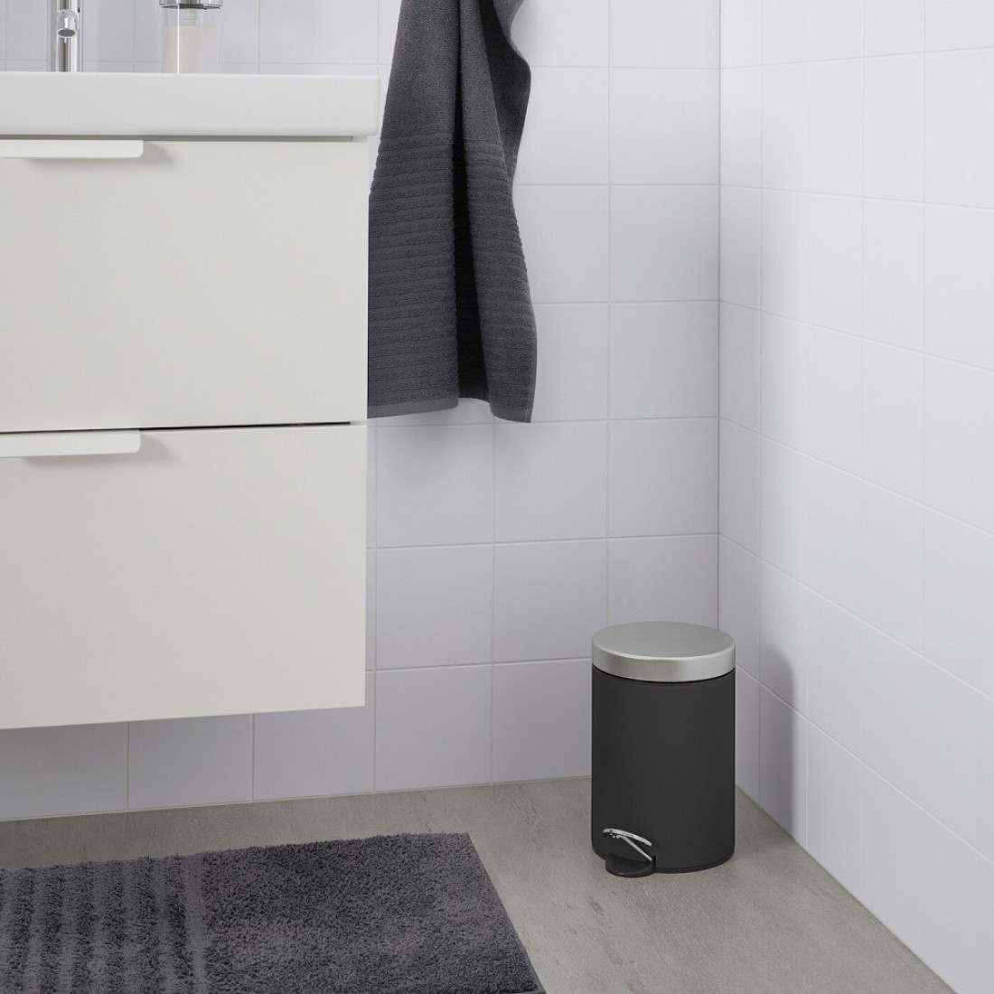 Waste Bin Soft Closing Lid Closes Smoothly And Quietly Dark Grey 3 L