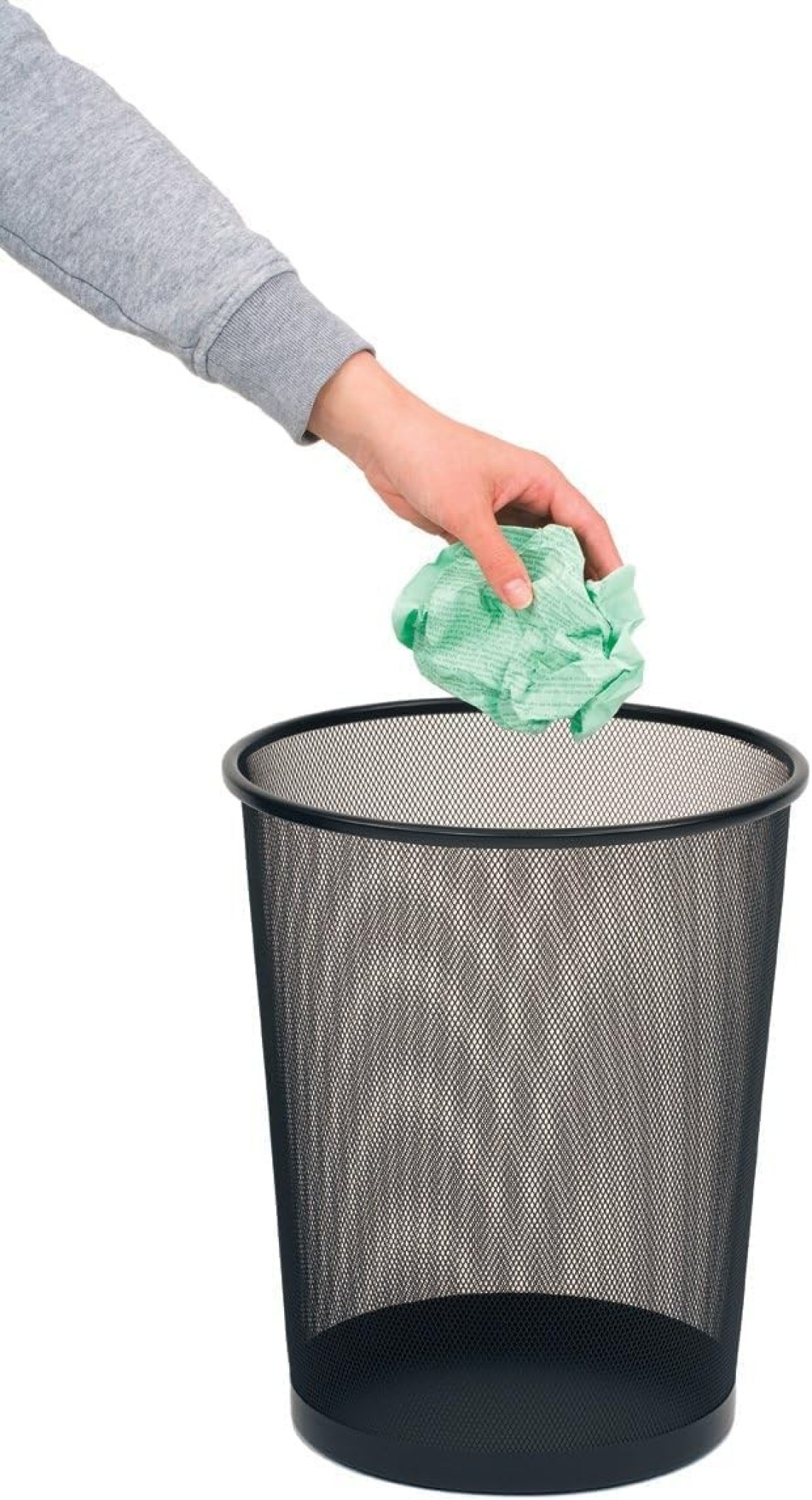 AL ARQAM Black Metal Mesh Waste Paper Bin Wastebasket Trash Can Circular Garbage Bin for Office, Living Rooms, Bedrooms