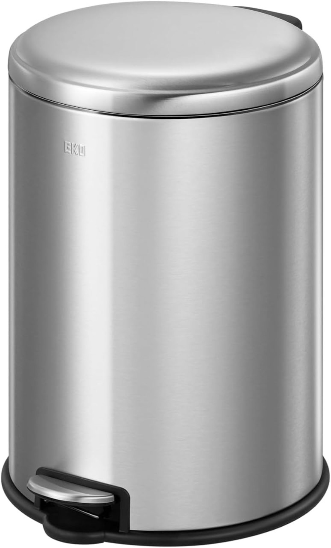 EKO 8L Pedal Bin Serene - Silver Compact Step Round Bin with Soft-Close Lid Fingerprint-Resistant Finish Removable Inner Liner Bag Stabilizer