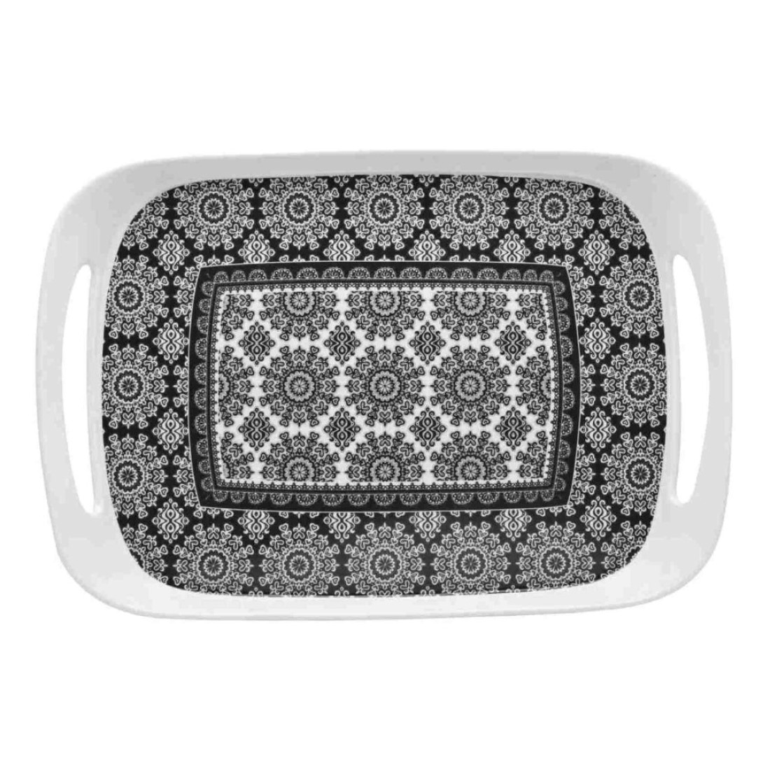 آر كاي صينية متوسطة بتصميم تجريدي 14x9.6 بوصة - أسود